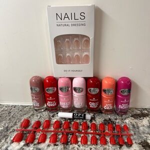 New nail bundle lot -7 essence gel polish(no cure)& 2 set presson nails OPIglue